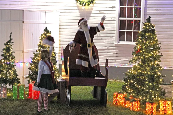 Santa waving at the train